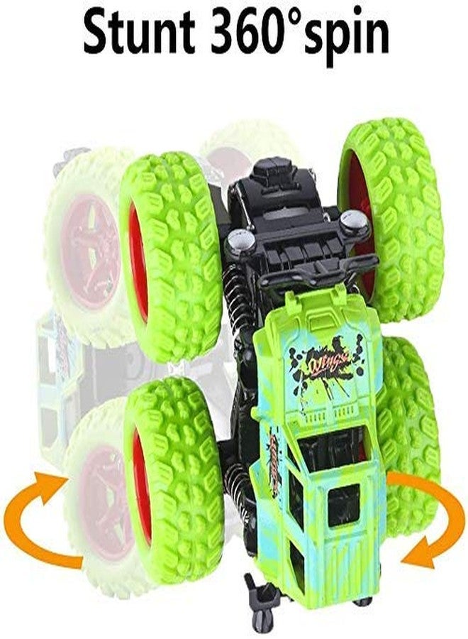 temson monster truck shockproof cars push and go toy truck friction powered cars 4 wheel drive vehicles for toddlers children boys kids birthday gift (green)- Multi color - Image 2